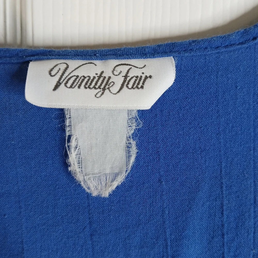 Vintage Vanity Fair Blue Embroidered Women's Kaftan House Dress - Picture 4 of 9